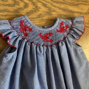 Adorable Southern Sunshine smocked lobster dress